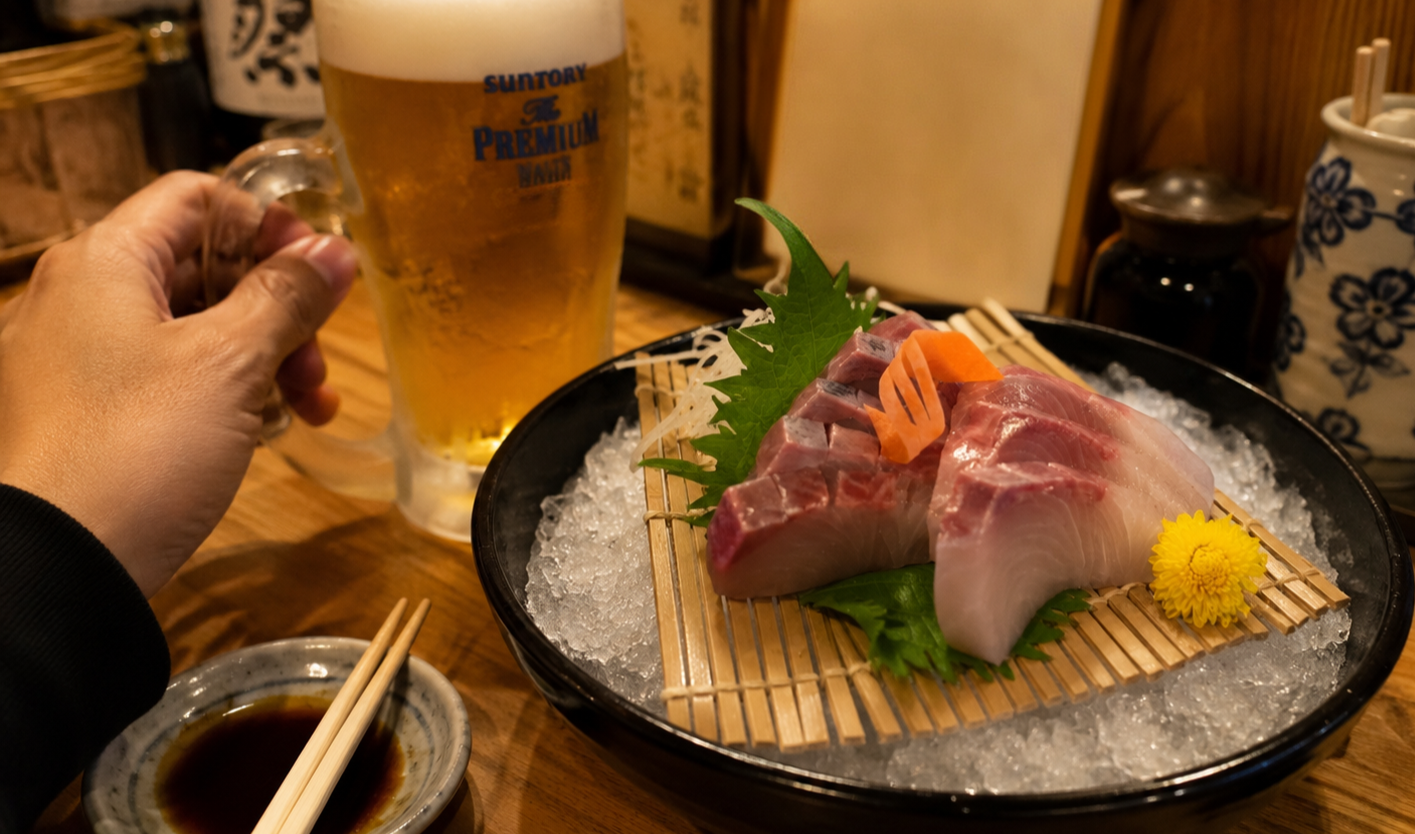 旅先の夕食で味わう地魚と地酒